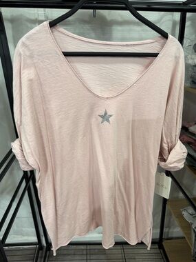 ShopEvelynne Light Pink Star Long Sleeve Top